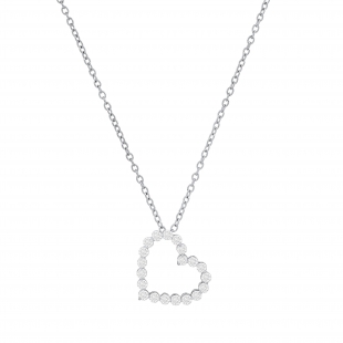 0.53 Carat (ctw) Round White Diamond Ladies Beautiful Heart Love Pendant 1/2 CT 14K White Gold