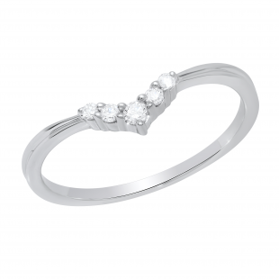 0.13 Carat (ctw) Round White Diamond Five Stone V Shaped Chevron Wedding Band 925 Sterling Silver