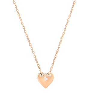0.02 Carat (ctw) Hanging Round White Diamond Ladies Charm Plain Heart Pendant 10K Rose Gold