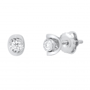 0.10 Carat (ctw) Round Diamond Ladies Illusion Solitaire Tiny Stud Earrings 1/10 CT 10K White Gold