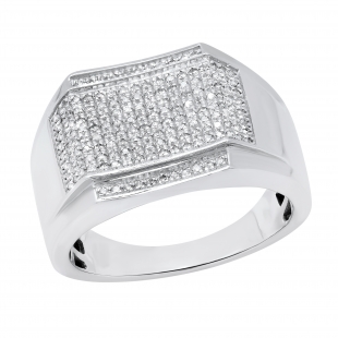0.40 Carat (ctw) Round White Diamond Wide Pave Wedding Band for Men 925 Sterling Silver