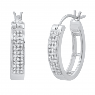 0.25 Carat (ctw) Round Diamond Ladies Three Row Micropave Hoop Earrings 1/4 CT Sterling Silver