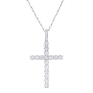 0.62 Carat (ctw) Round White Diamond Ladies Cross Religious Pendant (Silver Chain Included), 925 Sterling Silver