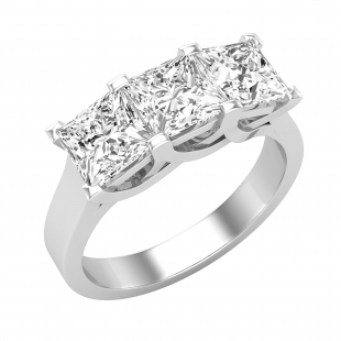 Princess White Diamond Alinged Three Stone Classic Cathedral Shank Engagement Ring for Women (2.25 ctw. Color I-J Clarity I2-I3) in Platinum