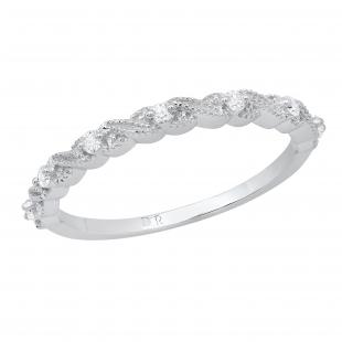 0.12 Carat (ctw) Round Diamond Ladies 7 Stone Delicate Infinity Swirl Wedding Band Sterling Silver