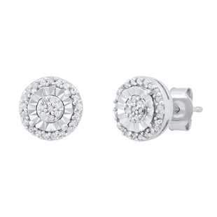 0.33 Carat (ctw) Round White Diamond Ladies Cluster Flower Stud Earrings 1/3 CT 925 Sterling Silver