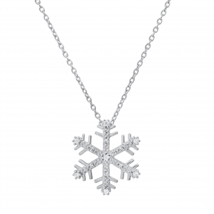 0.10 Carat (ctw) Round White Diamond Ladies Snowflake Pendant 1/10 CT | 925 Sterling Silver