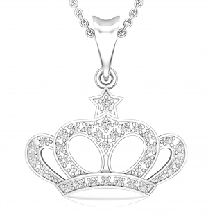 0.14 Carat (ctw) Round Diamond Majestic Queen Crown Pendant for Her | 10K White Gold