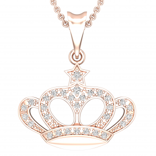 0.14 Carat (ctw) Round Diamond Majestic Queen Crown Pendant for Her | 18K Rose Gold