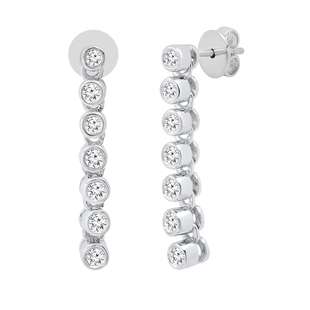 Round Diamond Ladies Push Back Long Dangling Earrings (0.26 ctw Color I-J Clarity I2-I3) | 925 Sterling Silver