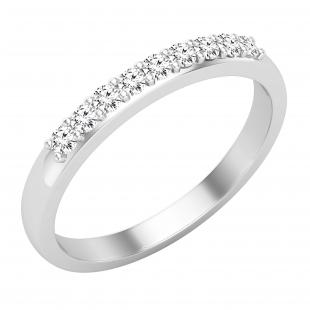 Round 9 Stone White Diamond Wedding Band for Her(0.26 ctw Color I-J Clarity I2-I3) 925 Sterling Silver