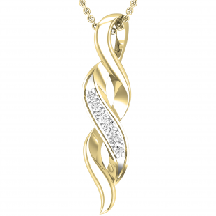 Round White Diamond Classic Double Twist Pendant For Women (0.09 ctw, Color I-J, Clarity I1-I2) | 18K Yellow Gold