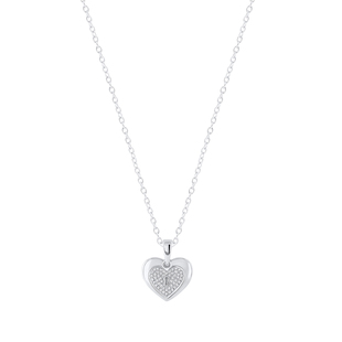 Round White Diamond Love Double Heart & Lock Keyhole Pendant for Her (0.10 ctw Color I-J Clarity I2-I3) | 925 Sterling Silver