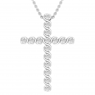 White Diamonds Faithful Cross Pendant for Women (0.24 ctw, Color I-J, Clarity I2-I3) | 925 Sterling Silver
