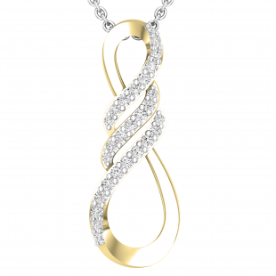 Round White Diamond Triple Twist Infinity Loop Flame Pendant for her (0.12 ctw, Color I-J, Clarity I1-I2) | 14K Yellow Gold