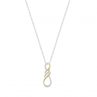 Round White Diamond Triple Twist Infinity Symbol Pendant for Her (0.11 ctw, Color I-J, Clarity I2-I3) | 10K Yellow Gold