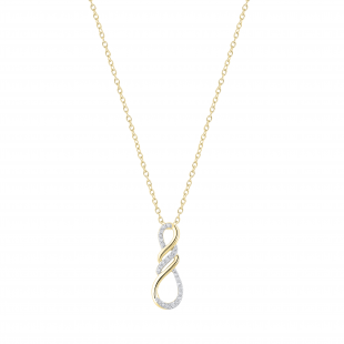 Round White Diamond Triple Twist Infinity Symbol Pendant for Women (0.11 ctw, Color I-J, Clarity I1-I2) | 18K Yellow Gold