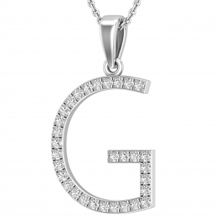 0.26 Carat (ctw) White Diamond Capital G Initial Pendant for Women with 18 Inch Silver Chain | 10K White Gold