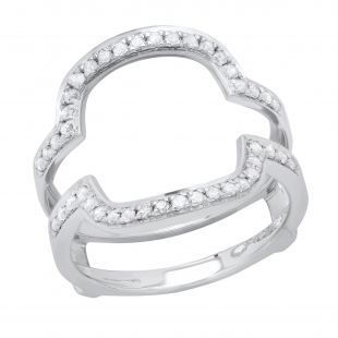 0.34 Carat (ctw) Round White Diamond Enhancer Double Guard Wrap Band Ring 1/3 CT | 10K White Gold
