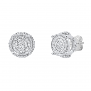 0.17 Carat (ctw) Round Diamond Circle Shape Cluster Screw Back Stud Earrings for Women | 925 Sterling Silver