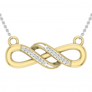 Round White Diamond Wide Double Infinity Swirl Pendant for Women with 18 Inch Silver Chain (0.05 ctw, Color I-J, Clarity I1-I2), 18K Yellow Gold