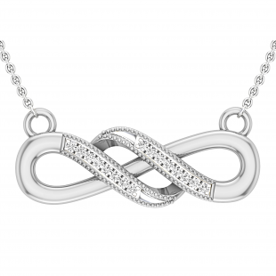 Round White Diamond Wide Double Infinity Swirl Pendant for Women with 18 Inch Gold Chain (0.05 ctw, Color I-J, Clarity I1-I2), 14K White Gold