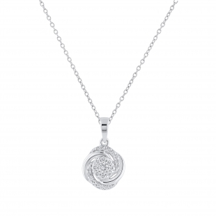 Round White Diamond Twisted & Swirl Circle Pendant for her (0.29 ctw Color I-J Clarity I1-I2) | 14K White Gold