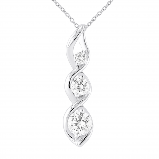 Round White Cubic Zirconia 3 Stone Graduated Swirl Pendant for Women with 18 Inch Silver Chain (5.70 ctw, Color White, Clarity Clean), 925 Sterling Silver