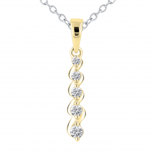 Round White Diamond Intertwist 5 Stone Pendant for Women ( 0.20 ctw, Color I-J, Clarity I1-I2 ) | 14K Yellow Gold
