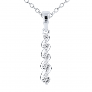 Round White Diamond Intertwist 5 Stone Pendant for Women ( 0.20 ctw, Color I-J, Clarity I2-I3 ) | 925 Sterling Silver