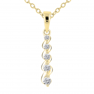 Round White Diamond Intertwist 5 Stone Pendant for Women ( 0.20 ctw, Color I-J, Clarity I1-I2 ) | 14K Yellow Gold