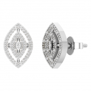 Round White Diamond Double Marquise Frame Pushback Stud Earring for Her (0.11 ctw Color I-J) 925 Sterling Silver