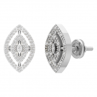Round White Diamond Double Marquise Frame Screwback Stud Earring for Her (0.11 ctw Color I-J) 925 Sterling Silver