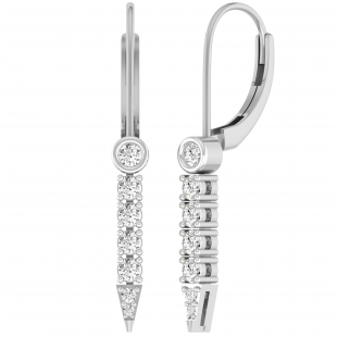 Round White Diamond 7 Stone Journey Leverback Earrings for Women (0.57 ctw, Color I-J, Clarity I1-I2) in 18K White Gold