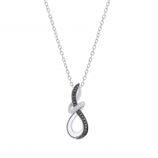 0.20 Carat (ctw) Round Black & White Diamond Abstract Infinity Twist Pendant for Women 1/5 CT in 925 Sterling Silver