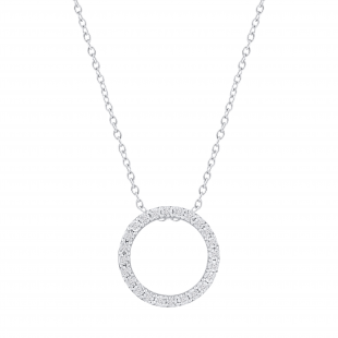Round White Diamond Open Eternity Circle of Life Circle Pendant Necklace for Women 1/10 CT (0.11 ctw, Color I-J, Clarity I2-I3) in 10K White Gold