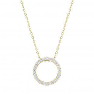 Round White Diamond Open Eternity Circle of Life Circle Pendant Necklace for Women 1/10 CT (0.11 ctw, Color I-J, Clarity I1-I2) in 14K Yellow Gold