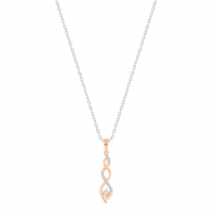 Round White Diamond Twisted Criss Cross Swirl Pendant for Women with 18 Inch Silver Chain (0.15 ctw Color I-J Clarity I1-I2) in 18K Rose Gold