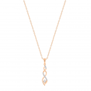 Round White Diamond Twisted Criss Cross Swirl Pendant for Her with 18 Inch Gold Chain (0.15 ctw Color I-J Clarity I1-I2) in 18K Rose Gold