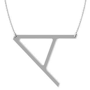 Uppercase Letter Alphabet 'A' Initial Sideway Pendant with 18 inch Silver Chain for Women in 925 Sterling Silver