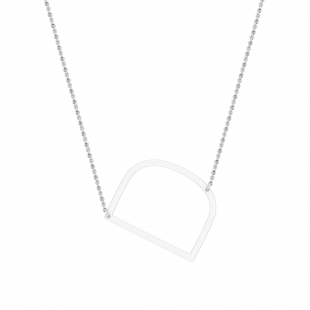 Uppercase Alphabet 'D' Initial Sideway Pendant with 18 inch Silver Chain for Women in 925 Sterling Silver