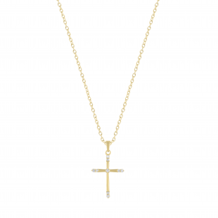 Round White Diamond Charming Cross Pendant for Women 1/5 CT (0.20 ctw, Color I-J, Clarity I1-I2) in 14K Yellow Gold