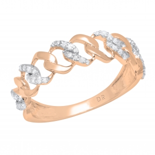 Round White Diamond Cuban Style Engagement Ring for Women (0.22 ctw Color I-J Clarity I1-I2) in 18K Rose Gold