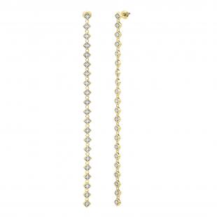 Dazzlingrock Collection Round White Diamond Linear Bar Illusion Set Drop Earrings for Her (0.12 ctw Color I-J Clarity I2-I3) in 10K Yellow Gold in Screw Back