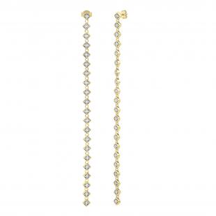 Dazzlingrock Collection Round White Diamond Linear Bar Illusion Set Drop Earrings for Her (0.12 ctw Color I-J Clarity I1-I2) in 14K Yellow Gold in Push Back