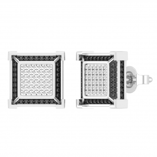 0.12 Carat (ctw) Round White Diamond V-Prong Cube Unisex Stud Earrings in 10K White Gold in Push Back