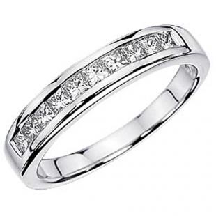 0.50 Carat (ctw) 10K White Gold Princess White Diamond Anniversary Wedding Stackable Ring Band 1/2 CT