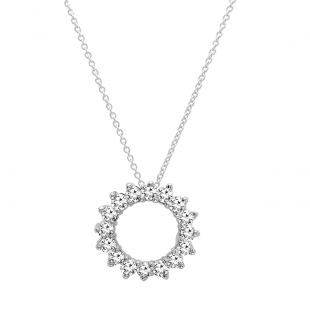 0.55 Carat (ctw) 14K White Gold Round Diamond Circle of Life Pendant 0.50 inch with gold chain