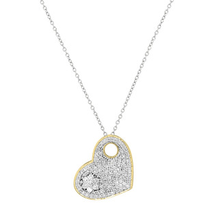 1.47 Carat (ctw) Round White Diamond Ladies Cluster Heart Shape Pendant 1 1/2 CT 18K Yellow Gold