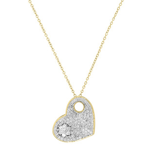 1.47 Carat (ctw) Round White Diamond Ladies Cluster Heart Shape Pendant 1 1/2 CT 10K Yellow Gold